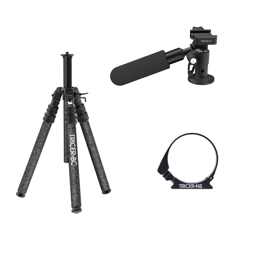 Backcountry Glassing Tripod + Pan Head + Bino Adapter Kit (Sitting)